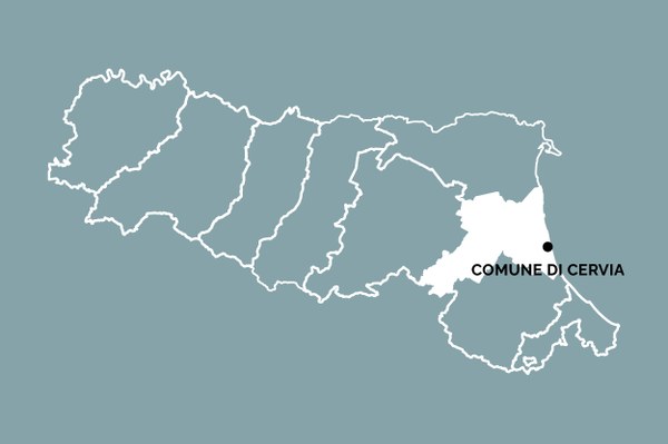 Posizione del comune di Cervia all'interno della Regione Emilia-Romagna