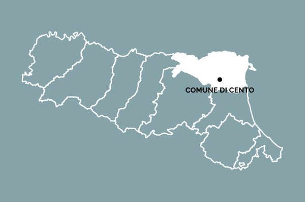 Posizione del comune di Cento all'interno della Regione Emilia-Romagna