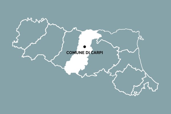 Posizione del comune di Carpi all'interno della Regione Emilia-Romagna