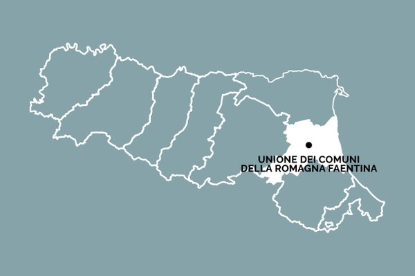 Posizione dell'Unione dei Comuni della Romagna Faentina all'interno della Regione Emilia-Romagna